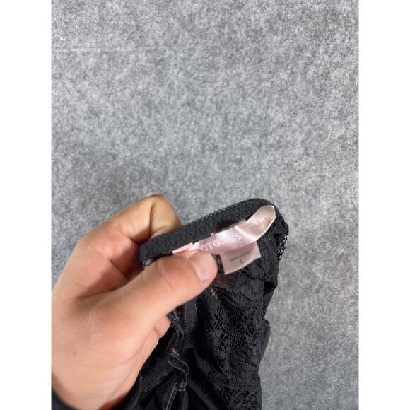 Victorias Secret Top Womens Large Black Floral Lace Sheer Cami Teddy Underwired - Picture 7 of 8